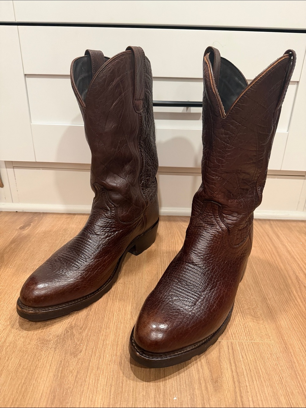 Tecovas The Bandera Bison Leather Boots Brown Size 14D Vibram